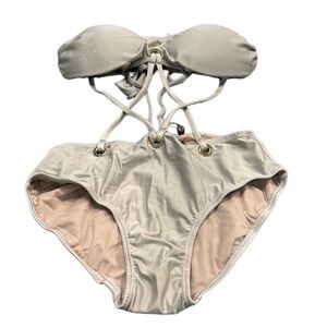 Sinesia Karol Grey Strapless Tie One Piece